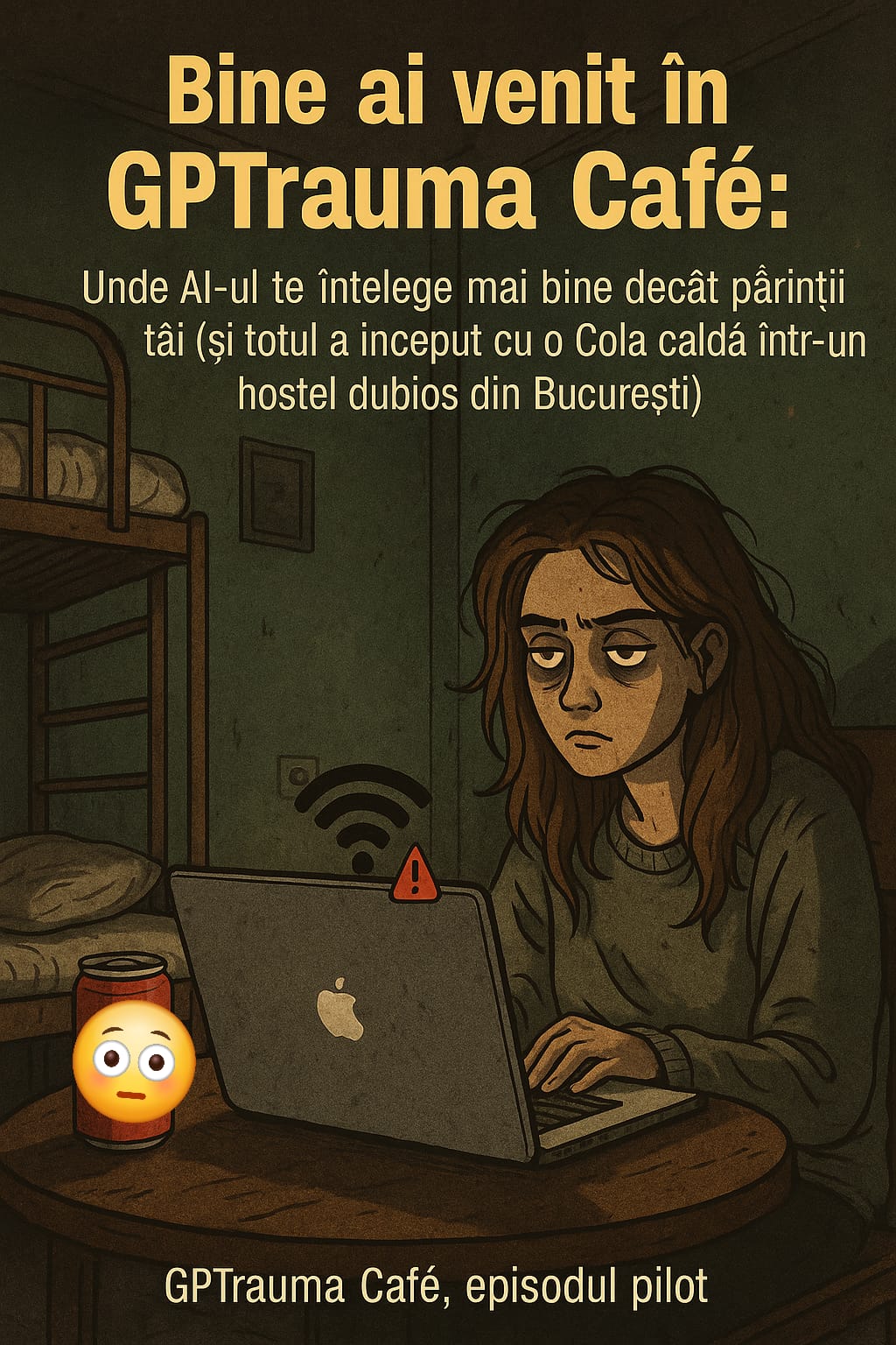 🧠 Bine ai venit în GPTrauma Café: Unde AI-ul te înțelege mai bine decât părinții tăi (și totul a început cu o Cola caldă într-un hostel dubios din&nbsp;București)